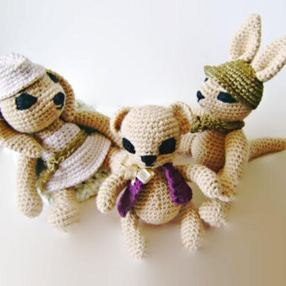 Rabbit, Teddy Bear & Kangaroo