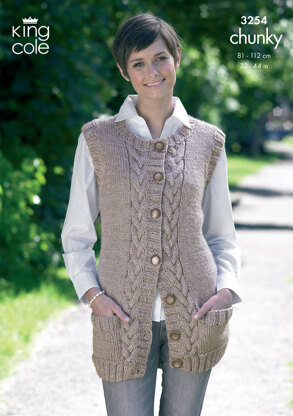 Waistcoat and Slipover in King Cole Big Value Chunky - 3254
