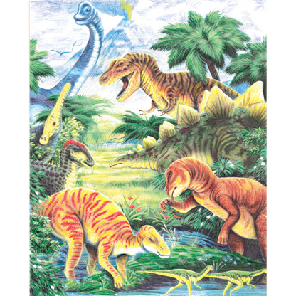 Royal Brush Color Pencil By Number Kit 8.75"X11.75" - Dinosaur Fun