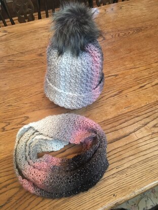 Turtle Dove infinity scarf and matching beanie