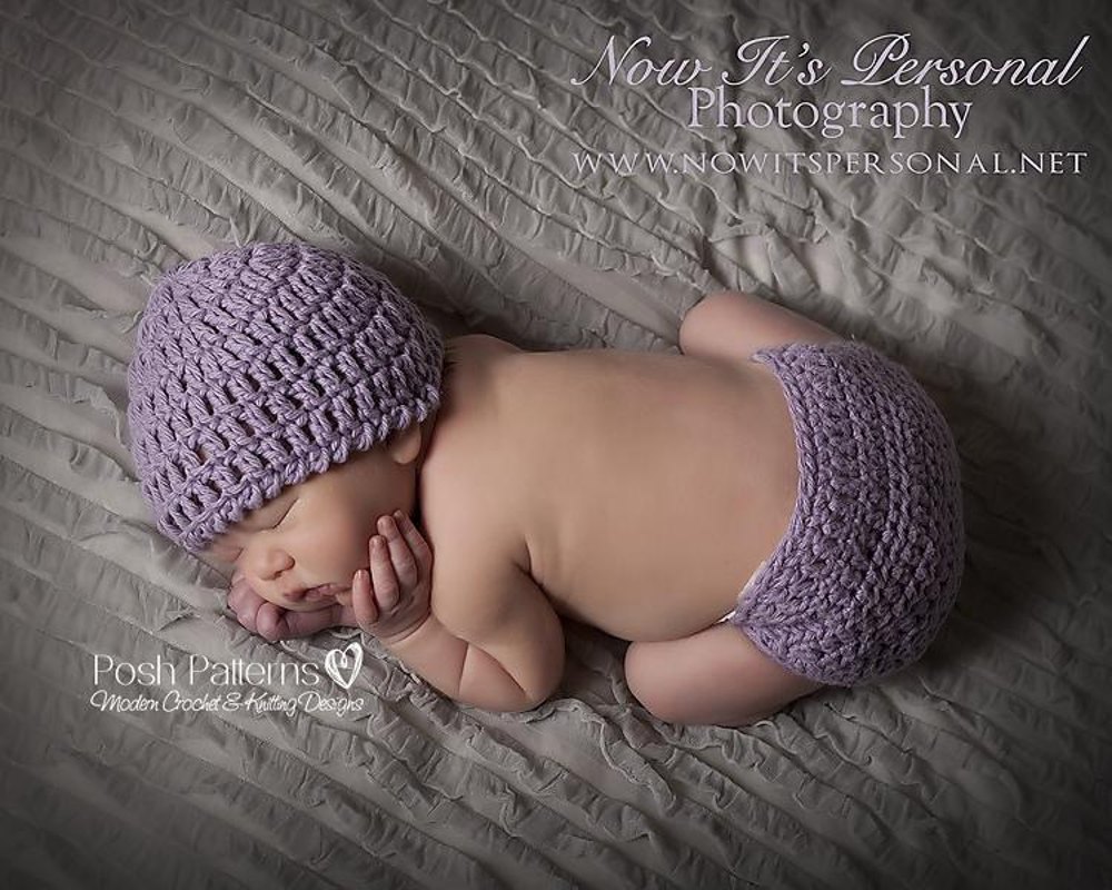 Crochet newborn hat hot sale and diaper cover