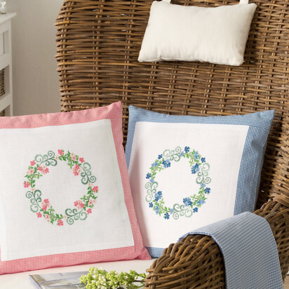 Anchor Aromatic Plants - Cushions with Flower Wreath, Pink and Blue - 0060044-00901_01 -  Downloadable PDF