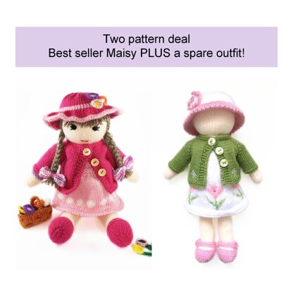 Maisy doll knitting pattern plus spare dolls clothes 19042