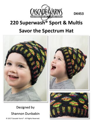 Savor the Spectrum Hat in Cascade 220 Superwash Sport - DK453 - Downloadable PDF