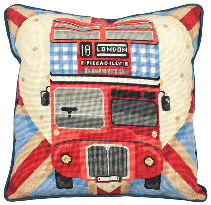 Anchor Red Bus on Union Jack Needlepoint Cushion Front Kit - 40 x 40cm