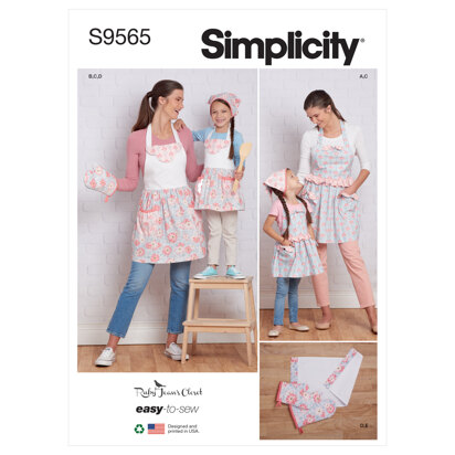 Simplicity Children's and Misses' Aprons and Accessories S9565 - Paper Pattern, Size A (S - L / S - L)