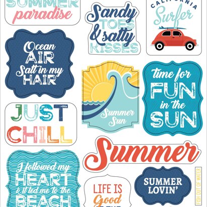 Echo Park Paper Endless Summer 6x13 Chipboard Phrases
