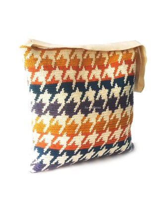 Colorful Houndstooth Tapestry Crochet Bag Pattern