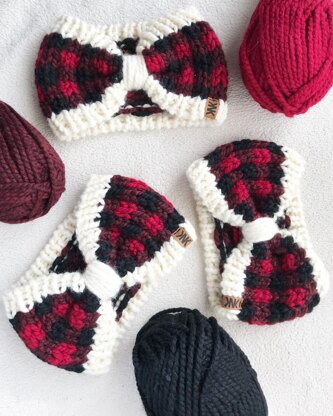 Plaid Bow Ear Warmer