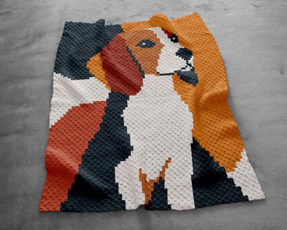 Beagle Blanket Scent Hound Afghan Hunting Dog Graphgan Bauhaus Crib C2C Crochet Pattern