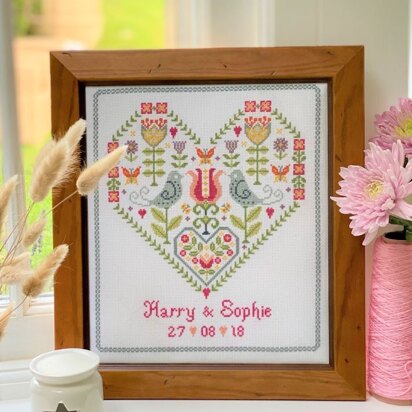 Historical Sampler Company Scandi Heart Wedding - Downloadable PDF