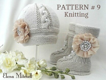 Baby Girl Pattern Knitted Baby Hat Baby Shoes 0 - 12 months