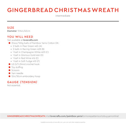 Paintbox Yarns Gingerbread Christmas Wreath PDF (Free)