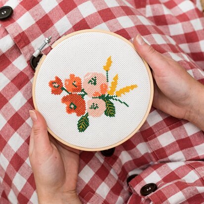 Cotton Clara Amethyst Floral Cross Stitch Kit - 6in