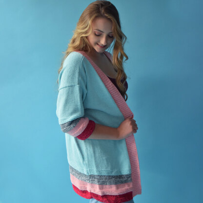 Breezy Striped Cardigan - Free Knitting Pattern for Women in Paintbox Yarns Cotton DK and Metallic DK - Downloadable PDF