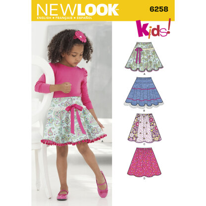 New Look Child's and Girls' Circle Skirts 6258 - Paper Pattern, Size A (3-4-5-6-7-8-10-12)