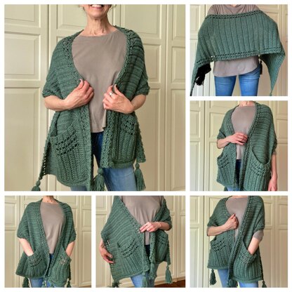 Easy Crochet Pocket Shawl Pattern: Easy Pleases-Me Pocket Shawl