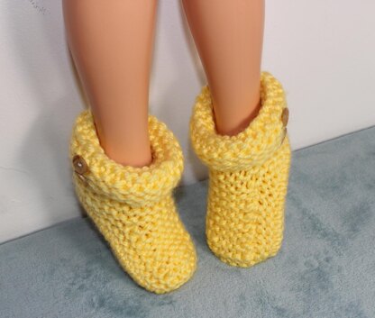 Ladies Super Chunky 2 Button Cuff Slipper Boots