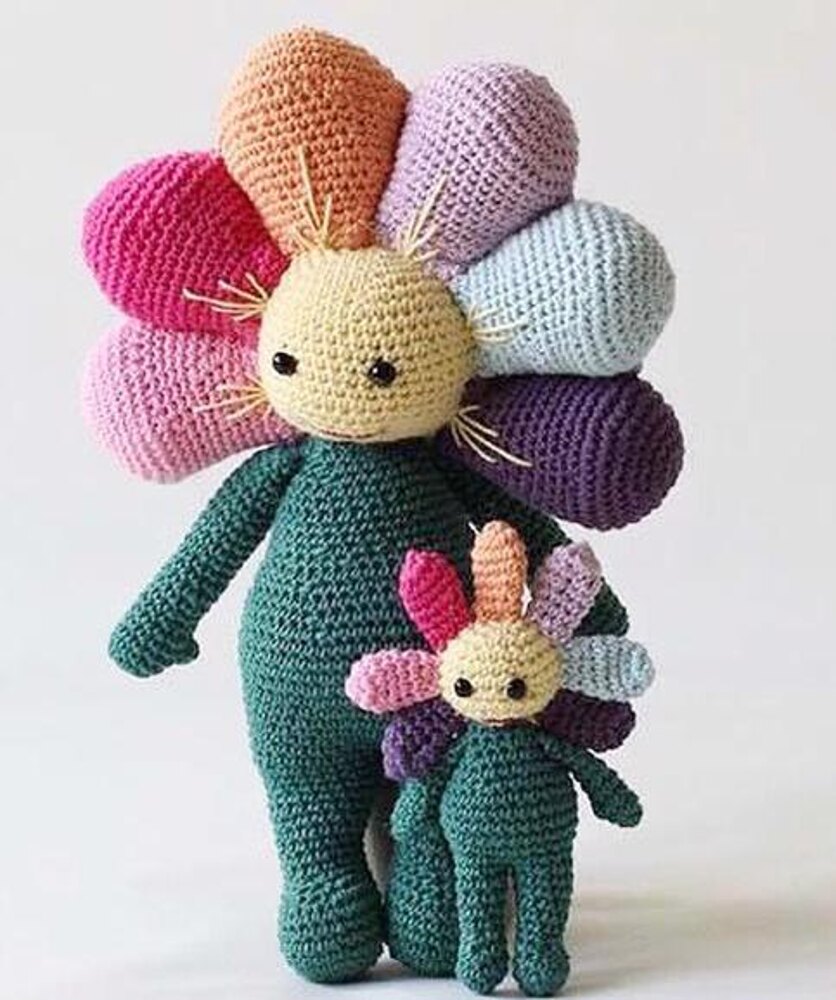 Mama and Baby Flower Dolls Pdf Crochet Pattern Toy Decoration Baby