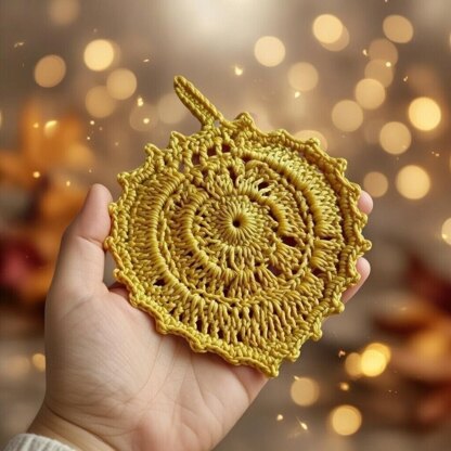 Boho Crochet Leaf Coaster Pattern – PDF & Video Tutorial, Leaf Placemat, Crochet Table Decor