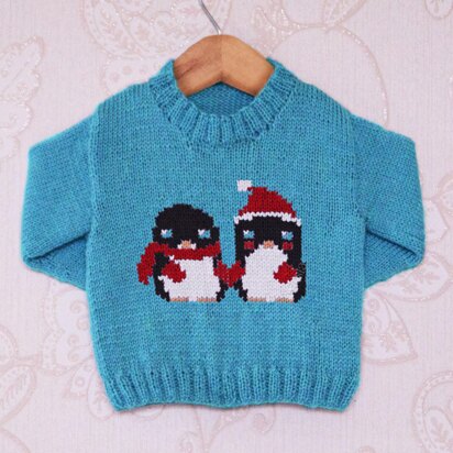Intarsia - Lovely Penguins Chart Childrens Sweater