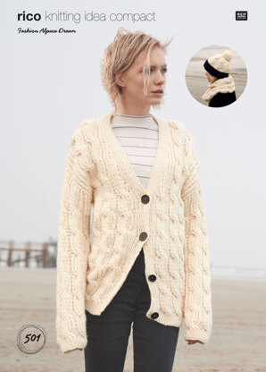 Cardigan, Snood and Hat in Rico Fashion Alpaca Dream - 501 - Downloadable PDF