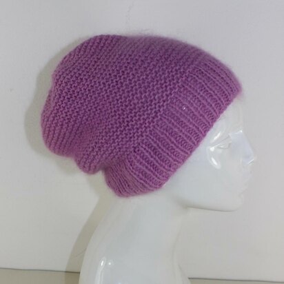 Fluffy Garter Stitch Slouch Hat