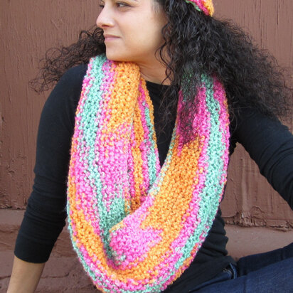 Hat and Scarf in Plymouth Yarn Encore Boucle Colorspun - F341 - Downloadable PDF