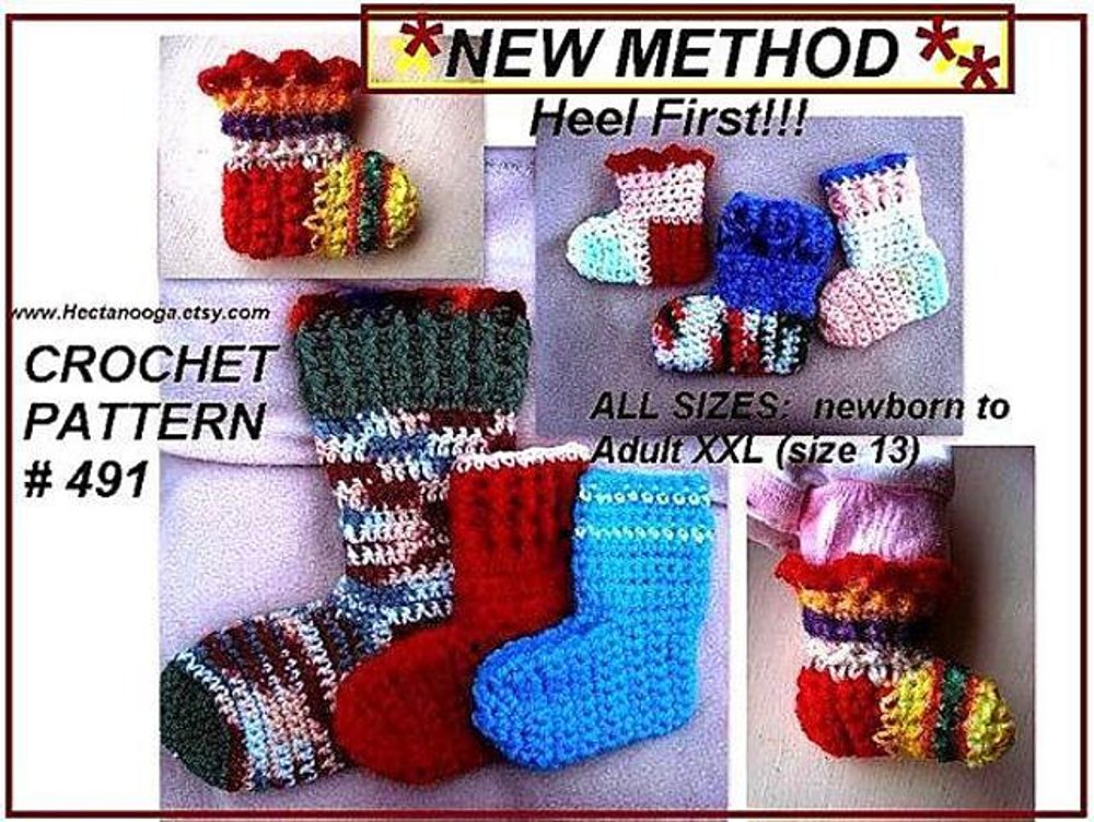 491 Crochet socks, new method heel first Crochet pattern by Emi