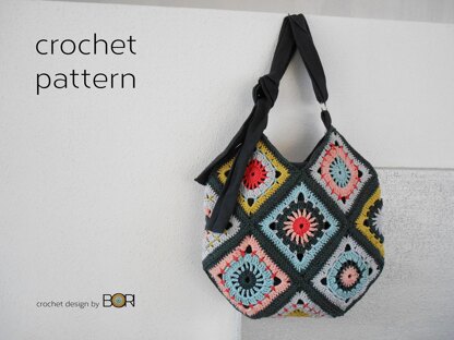 Boho Granny Square Market Bag pattern by tl.crochet