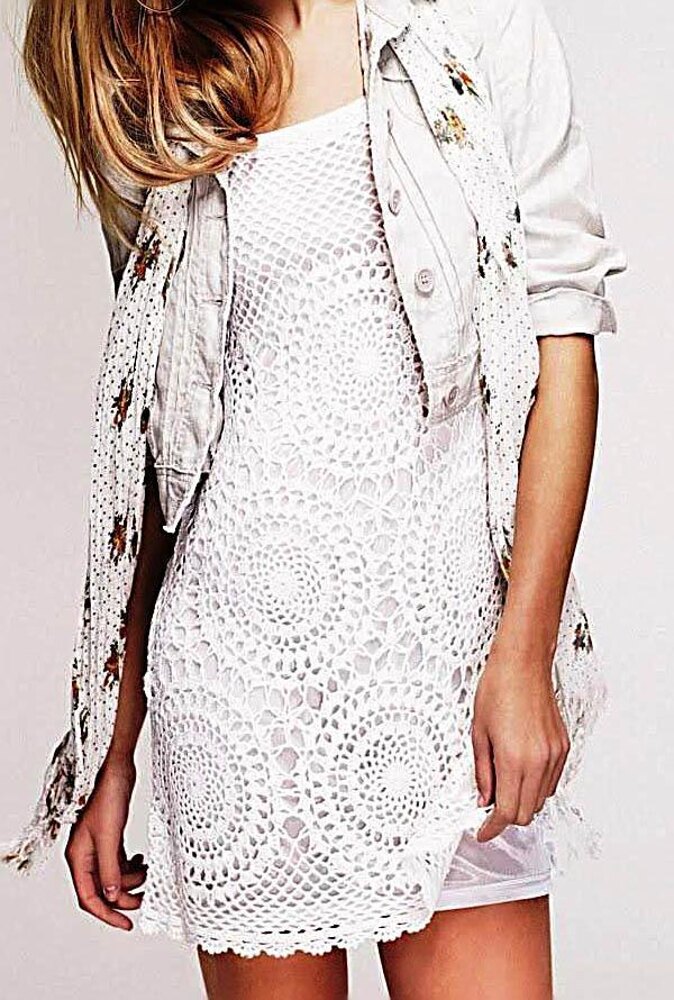 Crochet Medalions Lacy Mini Dress.