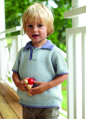 "Polo Shirt" - Knitting Pattern For Boys in Debbie Bliss Eco Baby - CF04