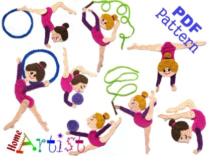 Gymnastic 1-8 Crochet Applique Pattern