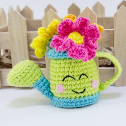 Amigurumi Mini Watering Can with Flowers