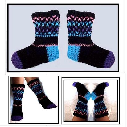 657 CROCHET SOCKS, TOE-UP, WOMEN SIZE 5 - 11