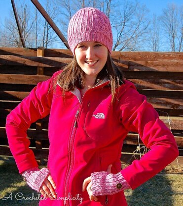 "Knit-Look" Cabled Hearts Beanie