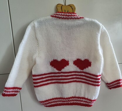 Pippa - Girl's heart and stripe cardigan