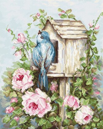 Luca-S Bird House with Roses Cross Stitch Kit - 21.5cm x 27cm