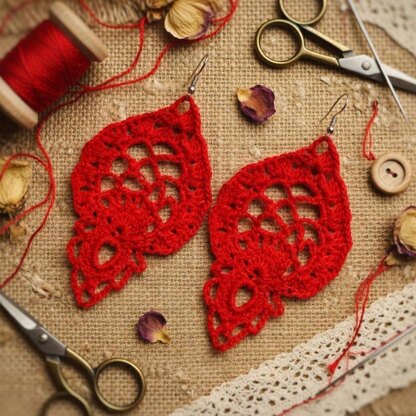 Crochet Leaf Earrings Pdf + Video Tutorial