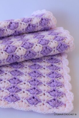 Baby Blanket "Lilac Lily" With Puff Flower