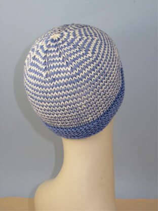 Button Up Stripe Beanie Circular knitting pattern
