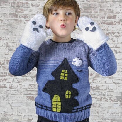 Ghost House Sweater and Mitten Set