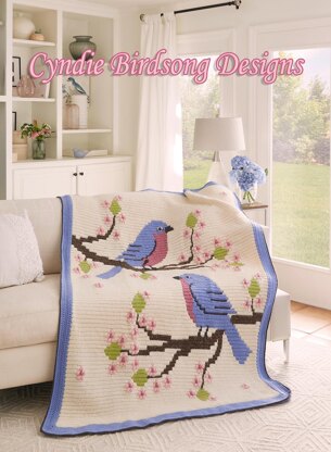 Bluebirds & Blossoms blanket