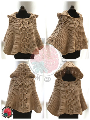 Milena Twist Cable Hooded Poncho