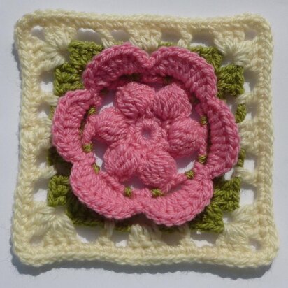 Flower in Square Crochet Granny Square Floral Afghan Block Motif