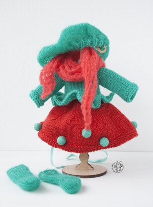 Turquoise and Scarlet outfit  for 13-14 inch dolls