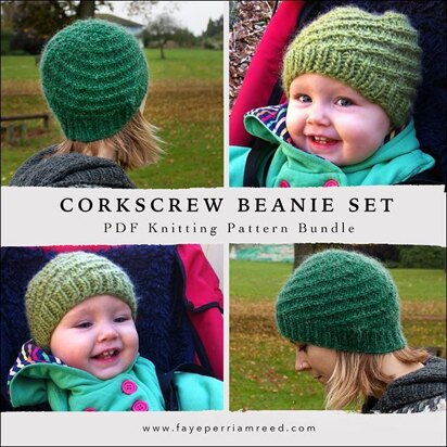 Corkscrew Beanies ebook - knitting pattern