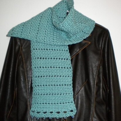 Basket Weave Scarf with Bead Trim