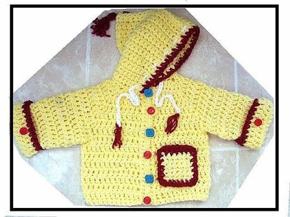 593, BABY HOODED CARDIGAN, newborn to 1 yr.