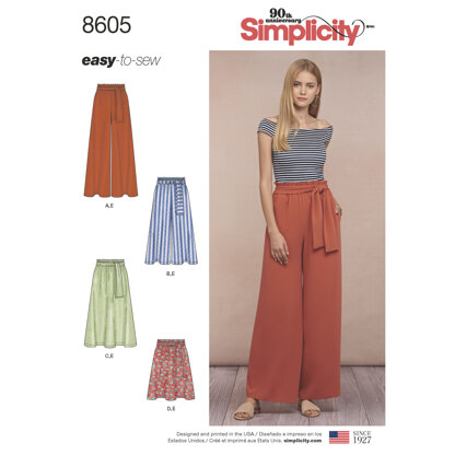 Simplicity 8605 Women's Pull on Skirt and Pants - Paper Pattern, Size A (XS-S-M-L-XL)